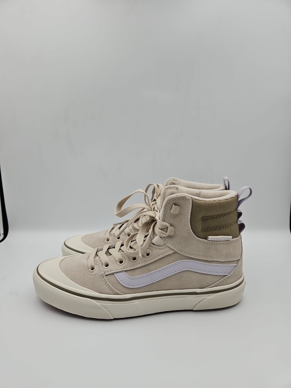 Vans High Top Sneakers in Beige with White Side Stripe